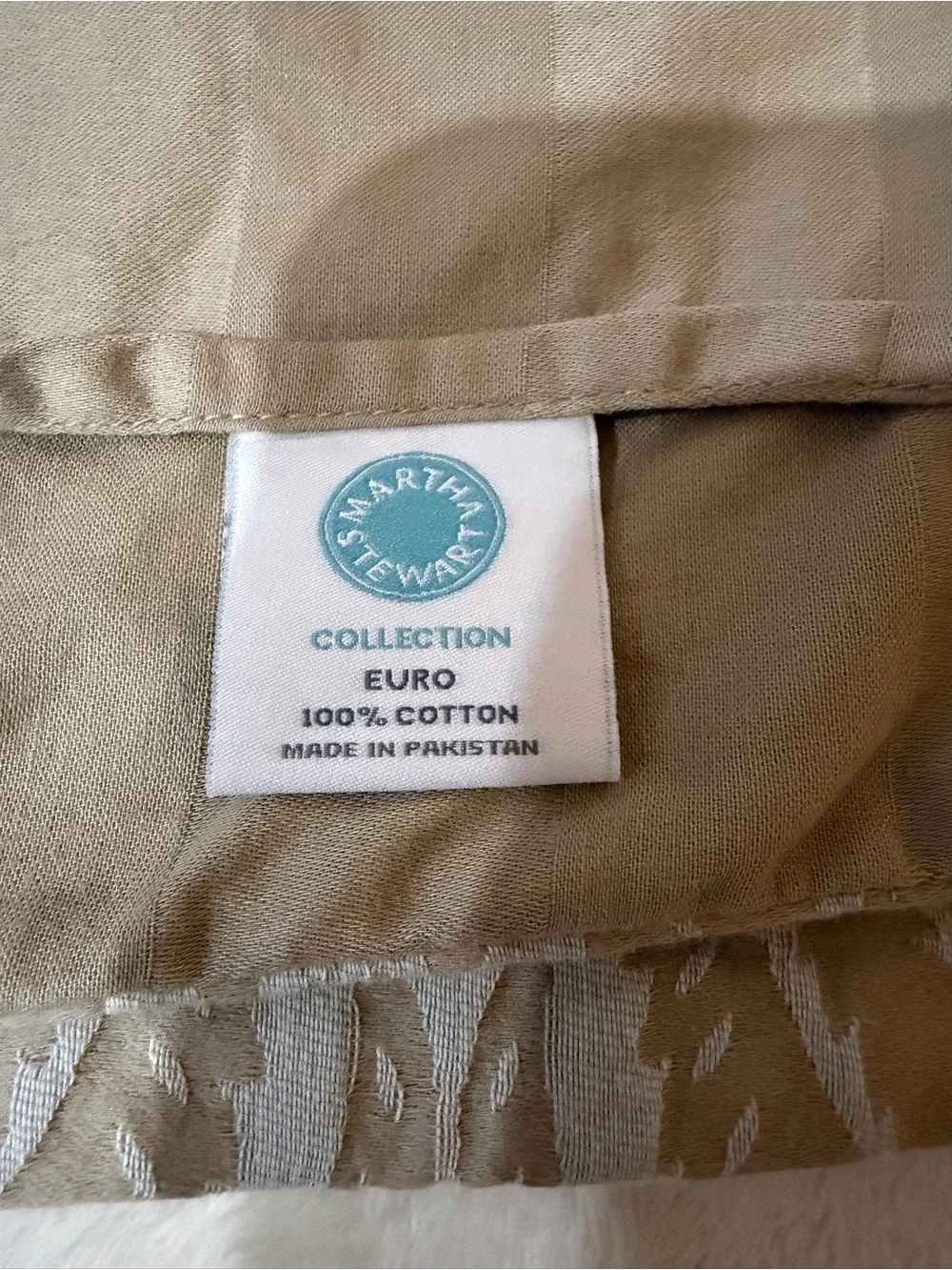 Martha Stewart Collection Euro Sham Embossed Quilt-Style Taupe Cream Replacement